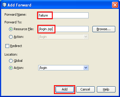 NetBeans with struts framework project - failure Forward information
