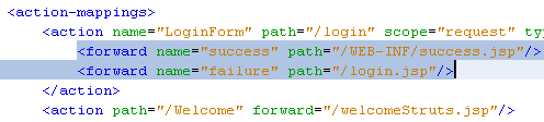 NetBeans with struts framework project - the added Forward entry in the struts-config.xml