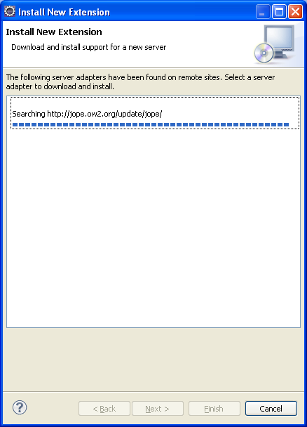 Eclipse - Install New Extension page - finding new server adapters