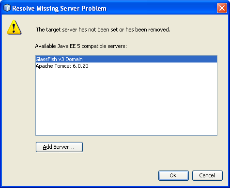 Selecting GlassFish v3 Domain
