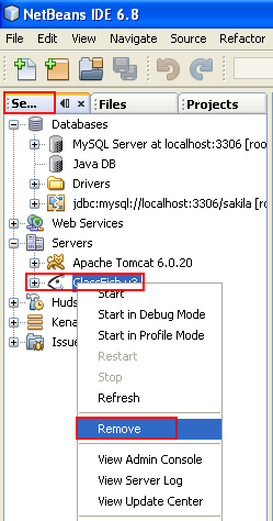 Removing web server in NetBeans