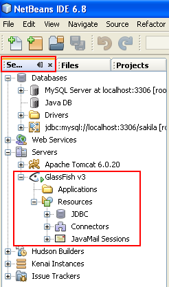 The GlassFish v3 web server has been started and running