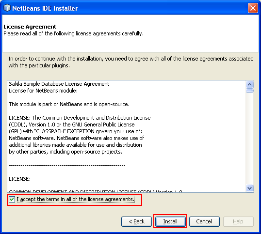 The NetBeans IDE license agreement