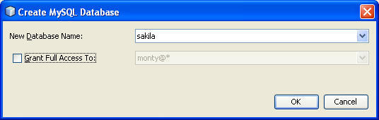 Using the sakila database as database template