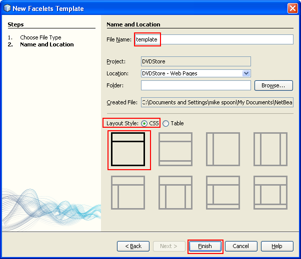 Choosing the CSS template
