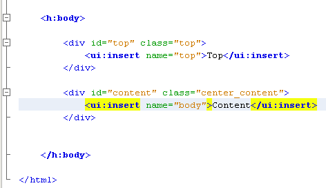 Modifying the <ui:insert> element to change the default generated name to body