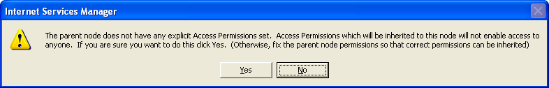 The message of explicit Access Permission parent node doesn't have any