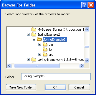 Eclipse and MyEclipse IDE: Selecting the existing root project directory