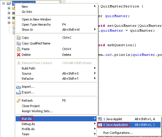 Eclipse and MyEclipse IDE: Another way to invoke the Run menu to run the project