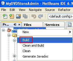 Invoking the Build context menu from the Project window in NetBeans 6.9.1