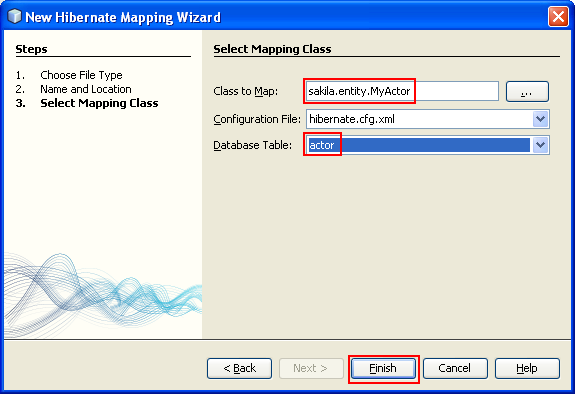 Assigning the class to map and the database table to use