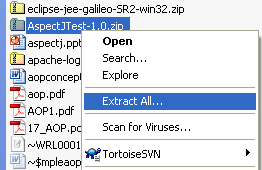 Java, Aspect Oriented Programming, Aspectj and Eclipse - unzipping the AOP with AspectJ zip file
