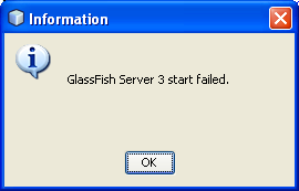 NetBeans IDE: selecting the Java web application project, the GlassFish web server failed