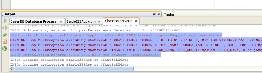 The tables creation warnings