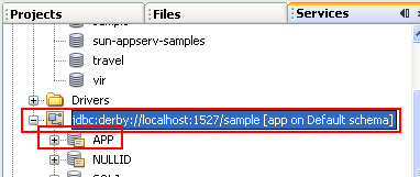 The jdbc derby database string connection
