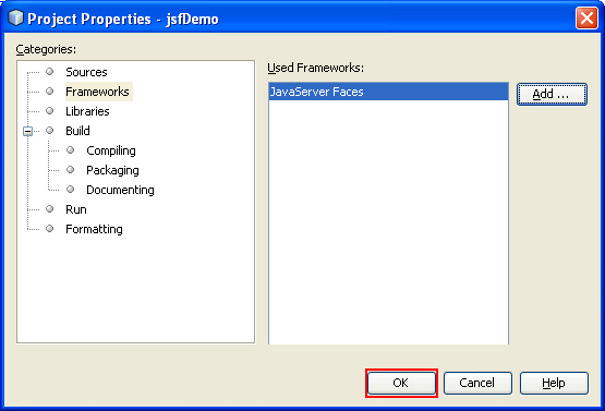 JavaServer Faces framework was successfully added to the existing JSF project
