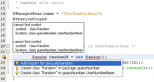 Using the given hint to rectify the error in JSF source code