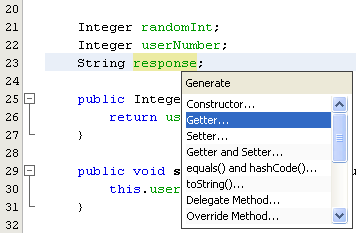 Generating the Getter method