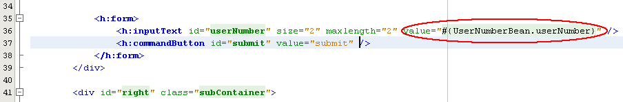 Adding source code to bind property to the JSF component