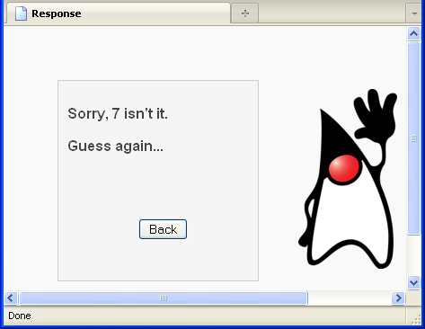 The response page without the <p> tag