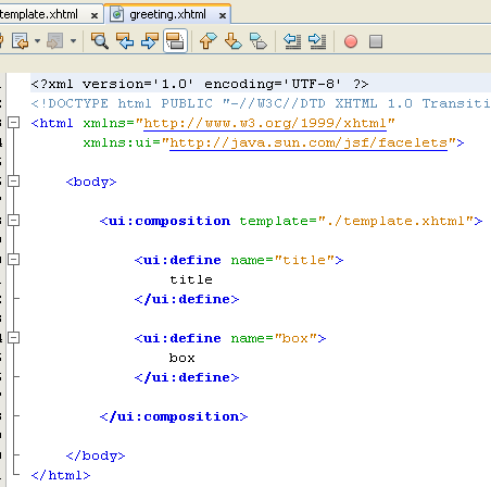 The content of the new greeting.xhtml file