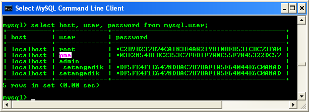 Verifying MySQL user creation
