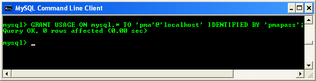 Granting permission to MySQl user pma of MySQL database