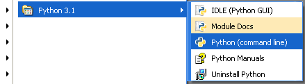 python for Windows start up menus