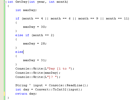 C++ .Net programming - the if-else program source code