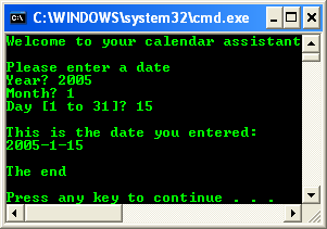 The multiple if-else loop console program output