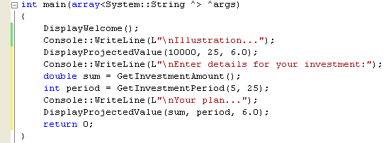 C++ .Net programming tutorial - the main program source code