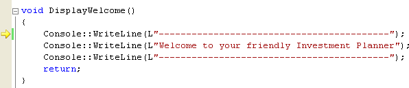 C++ .Net source code - debugging the function program example