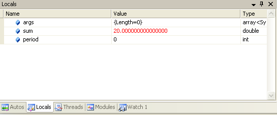C++ .Net - the local window information seen during the debug process