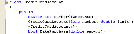 C++ .Net unmanaged class programming - declaring the static numberOfAccounts data member