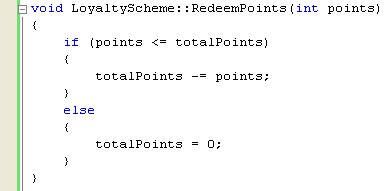 C++ .Net unmanaged class programming - Implementing the RedeemPoints member function source code