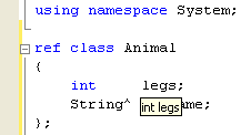 C++ .Net managed class programming - adding a class definition