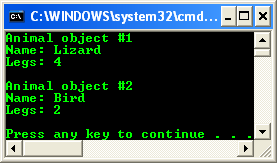 C++ .Net managed class programming - the console application program output sample