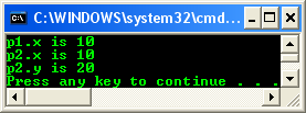 Structure with constructor console program output sample