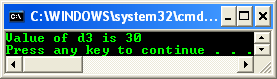 The overloaded + operator console program output sample