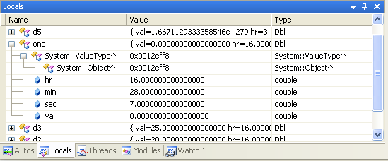 More Locals window information seen during the debug process