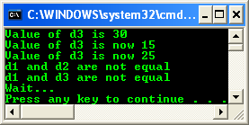 Console program output example