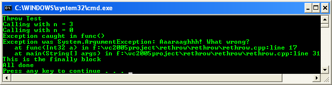 Exception handling - the finally block gets executed after the catch block