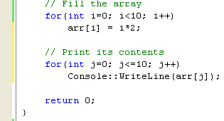 Editing a loop to print array elements