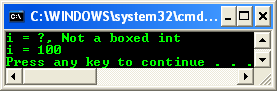 A program example that shows how to declare a handle to an object on the managed heap, where the type of object is a boxed value type. The sample also shows how to get the value type from the boxed object