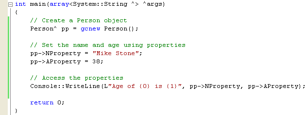 Adding the codes to the main() to test the property