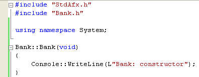 Adding a call to Console::WriteLine in the constructor so that we can verify that it has been called