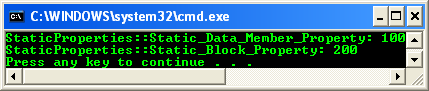 A program example that shows how to declare and use a static property. A static property can only access static members of its class