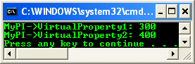 A program example that shows how to declare and use virtual properties