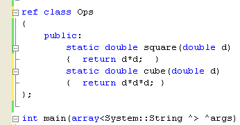 Adding codes of the static member to the Ops class named cube