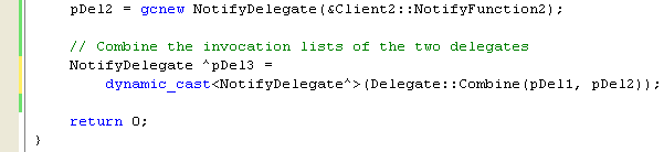 Adding codes to use the Delegate class’s static Combine method